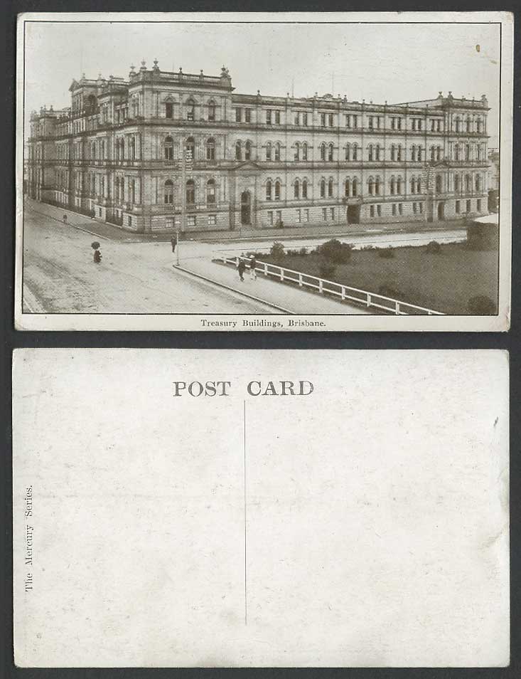 Australia Old Postcard Brisbane, Treasury Buildings, Street Scene Queensland QLD