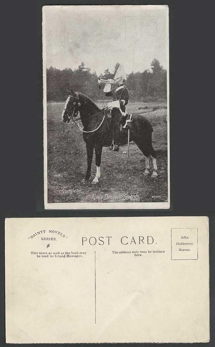 Trumpeter 1st King's Dragoon Guards Horse Trumpet Cavalry Brit Army Old Postcard
