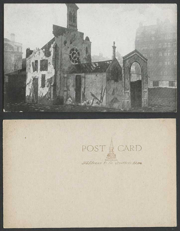WW1 Ruins, An Unidentified  Church Cathedral Building Gate Sanbride Old Postcard