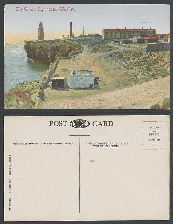 Gibraltar Old Colour Postcard The Europa Point Lighthouse Le Phare Panorama View