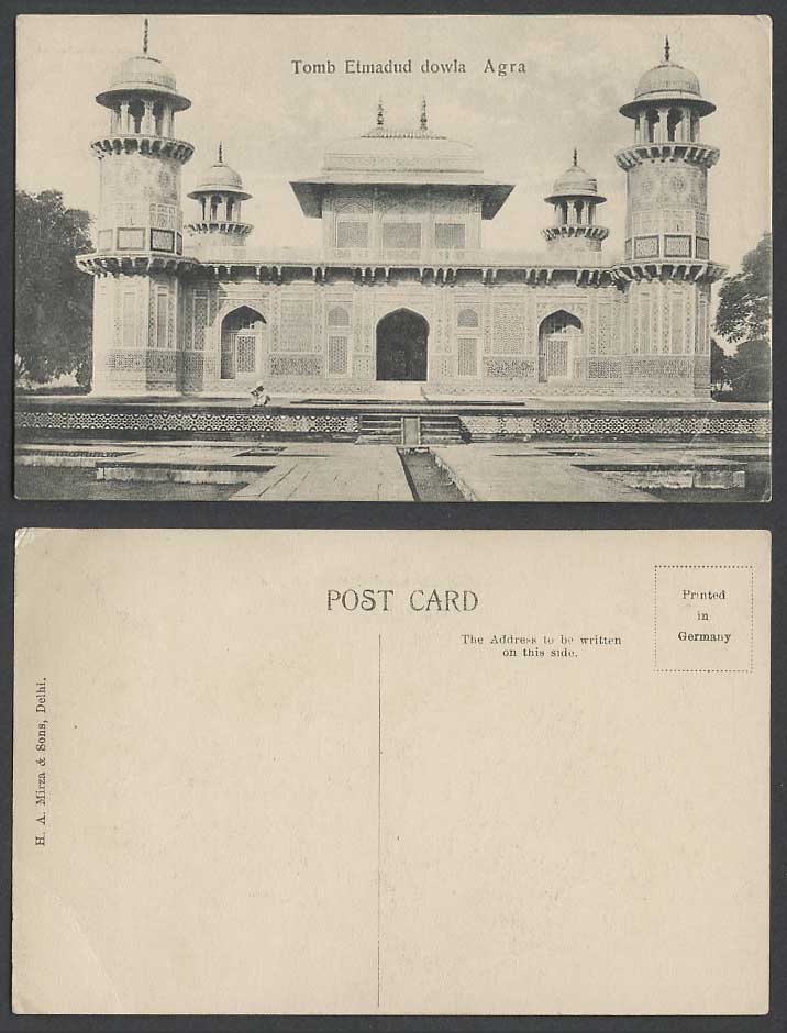 India Old Postcard Tomb Etmadud dowla Agra Gate Gateway Steps Tower Etmaduddaula