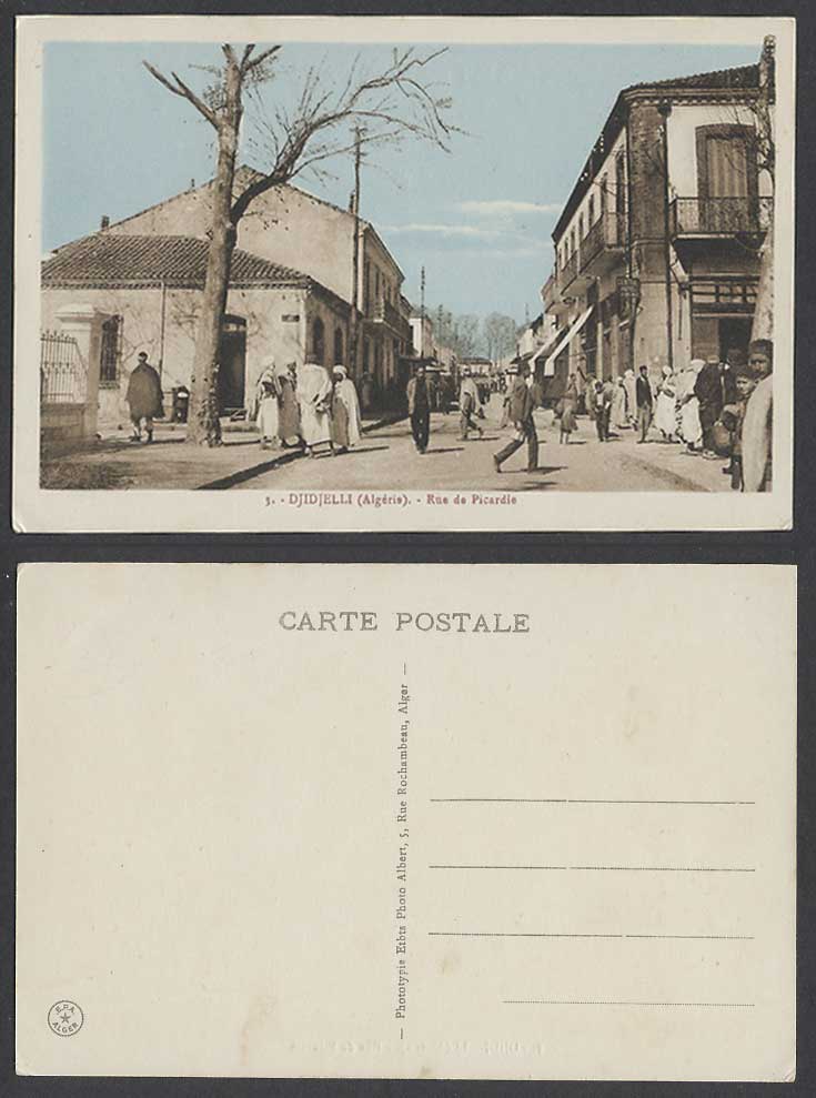 Algeria Old Postcard Jijel Djidjelli Algerie Rue de Picardie Native Street Scene