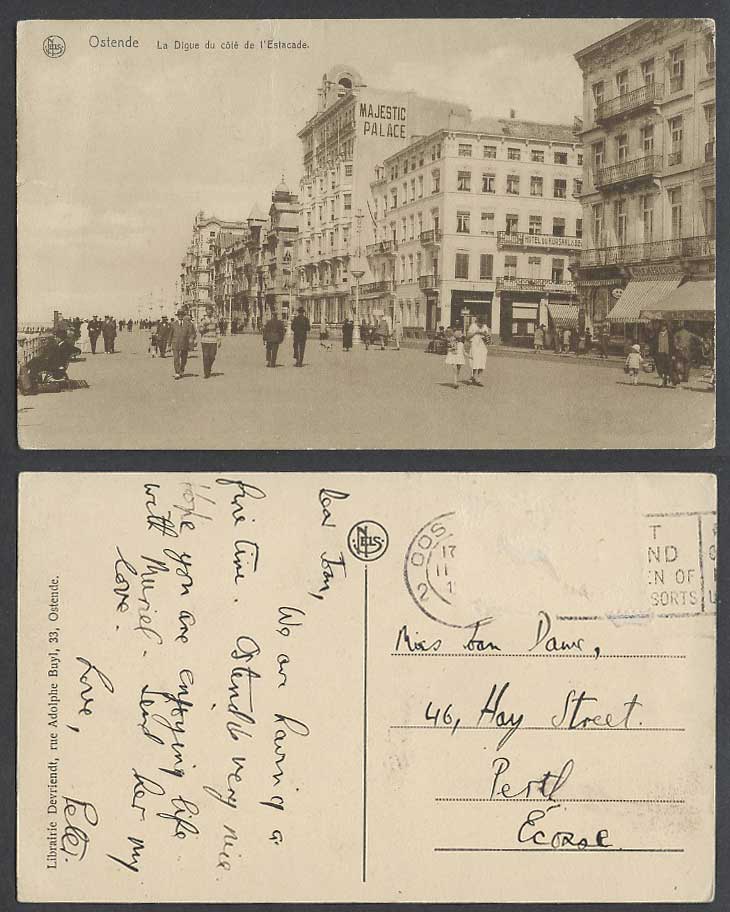 Belgium Ostende La Digue d Cote de l'Estacade Majestic Palace Hotel Old Postcard