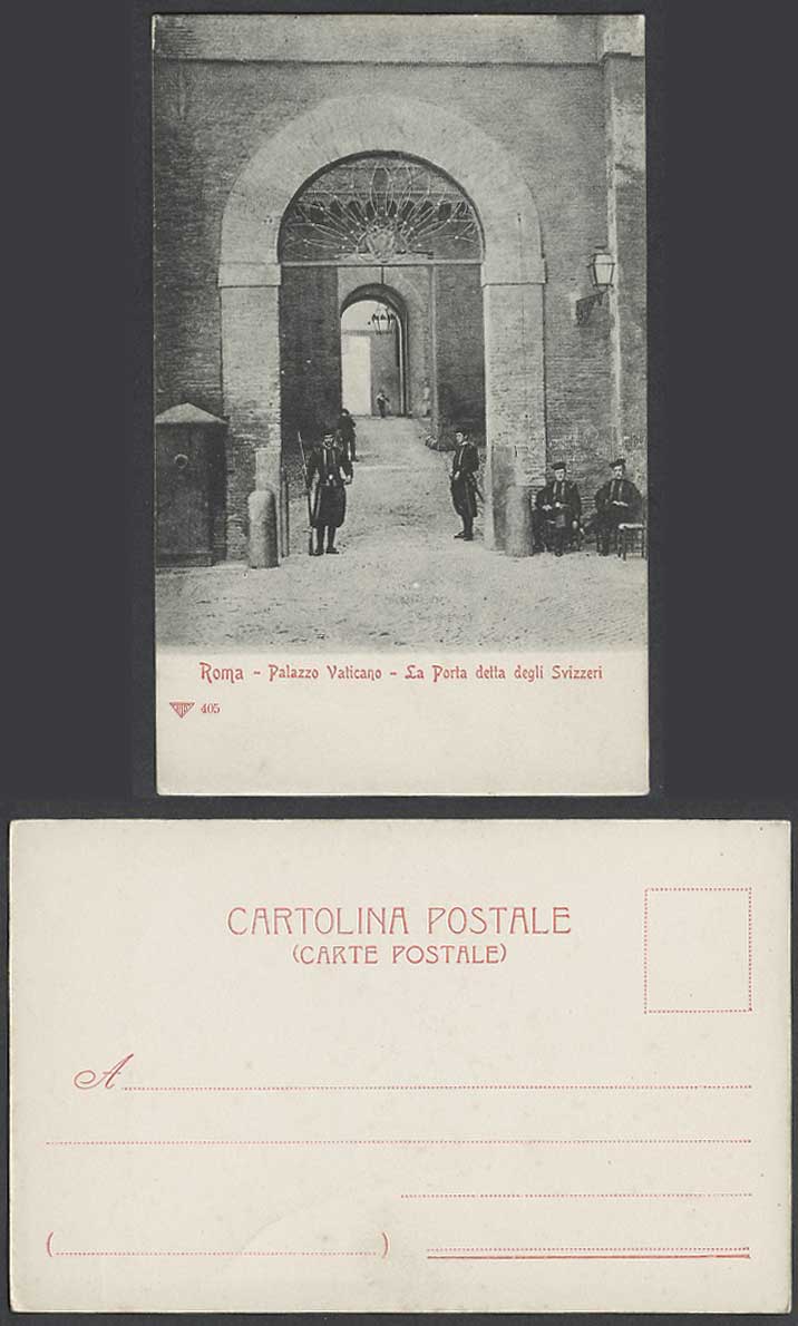 Vatican City Roma, Palazzo Vaticano Porte detta degli Svizzeri Gate Old Postcard