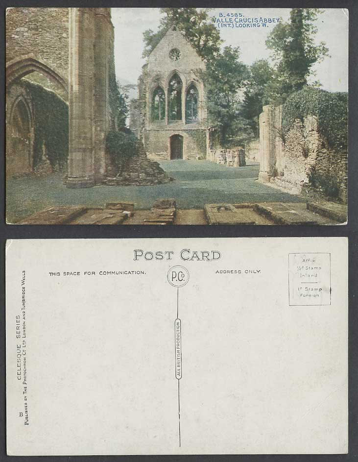Denbighshire Valle Crucis Abbey Int Interior Looking W. West Old Colour Postcard