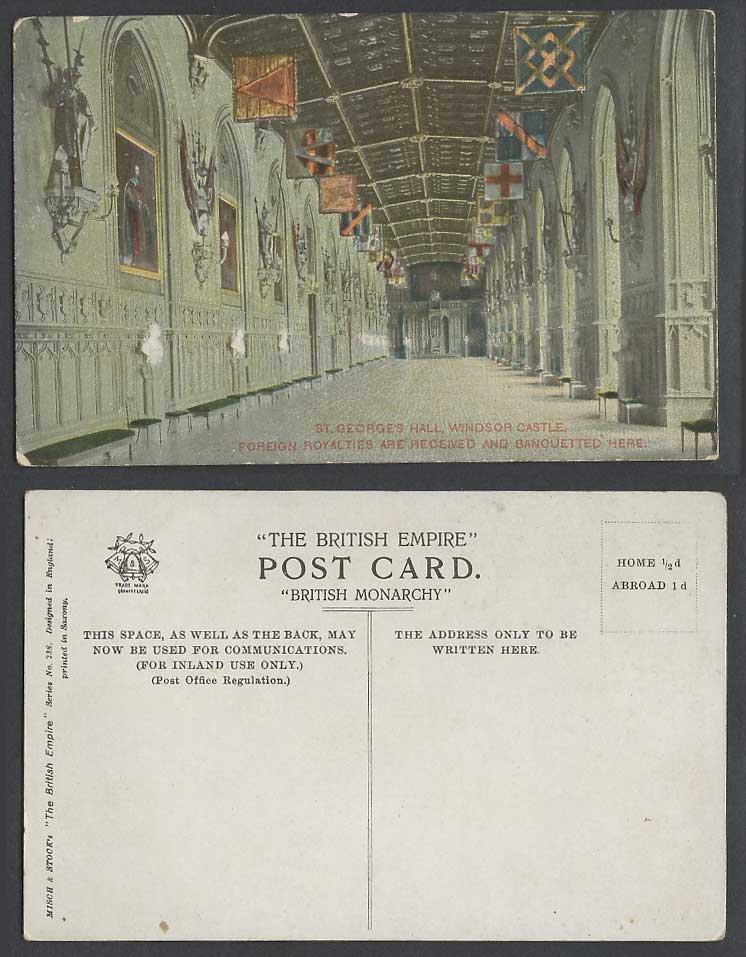 Windsor Castle St George's Hall Foreign Royalties are received here Old Postcard