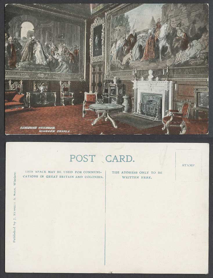 Windsor Castle Audience Chamber Berkshire Big Wall Paintings Old Colour Postcard