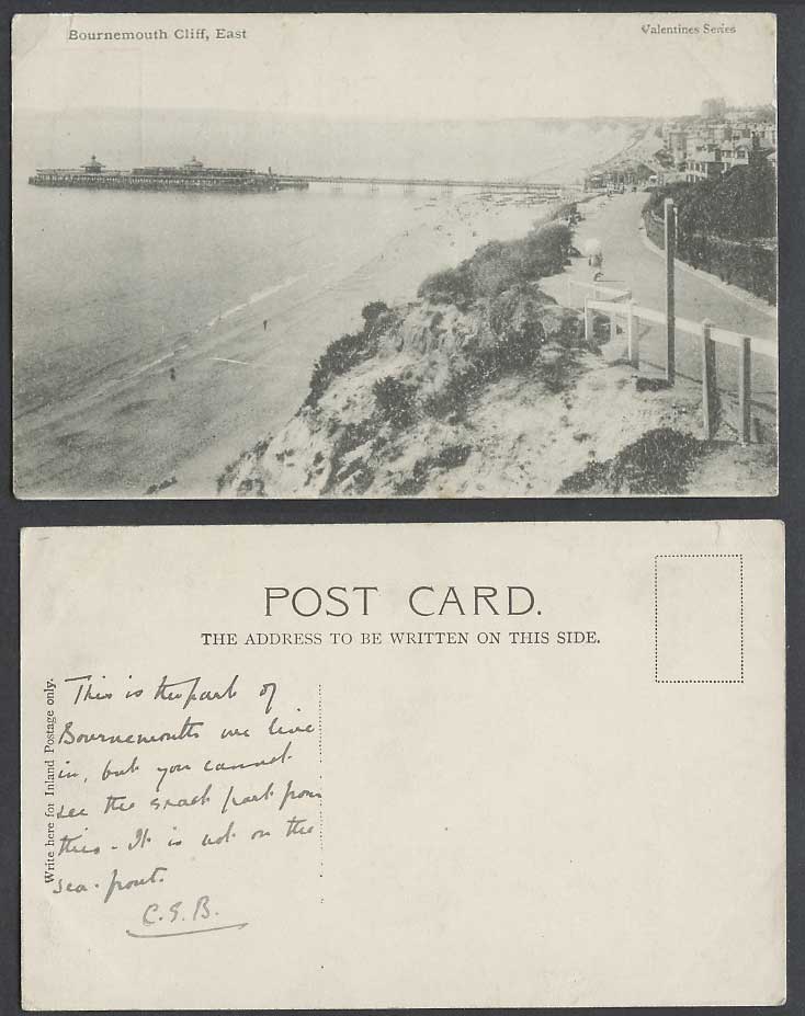 Bournemouth Cliff, East, Pier, Street Scene Seaside Panorama Dorset Old Postcard