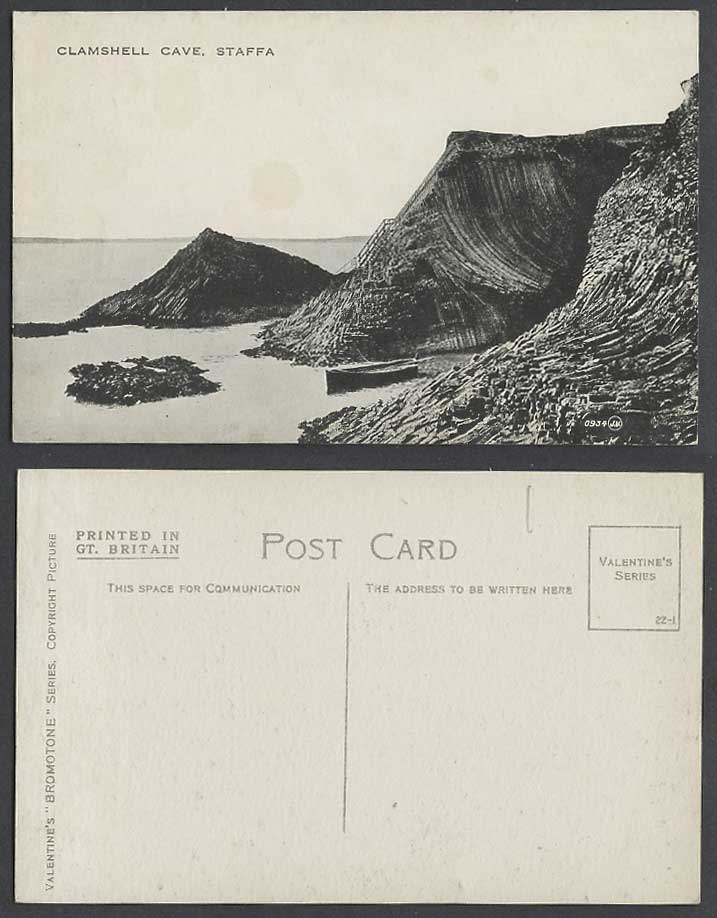 Clamshell Cave Staffa, Boat Canoe Rocks Old Postcard Argyll and Bute Argyllshire