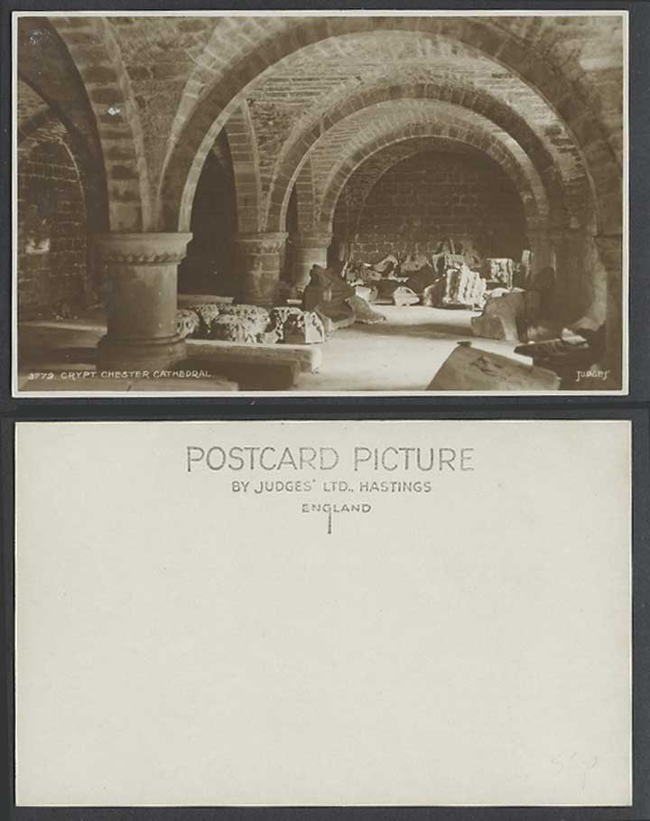 Chester Cathedral Crypt Interior Cheshire Old Real Photo Postcard Judges' N.3779