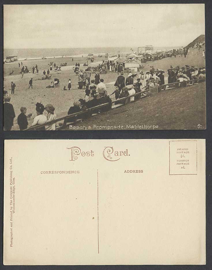 Mablethorpe Beach & Promenade Clements Pure Ices Shops Lincolnshire Old Postcard
