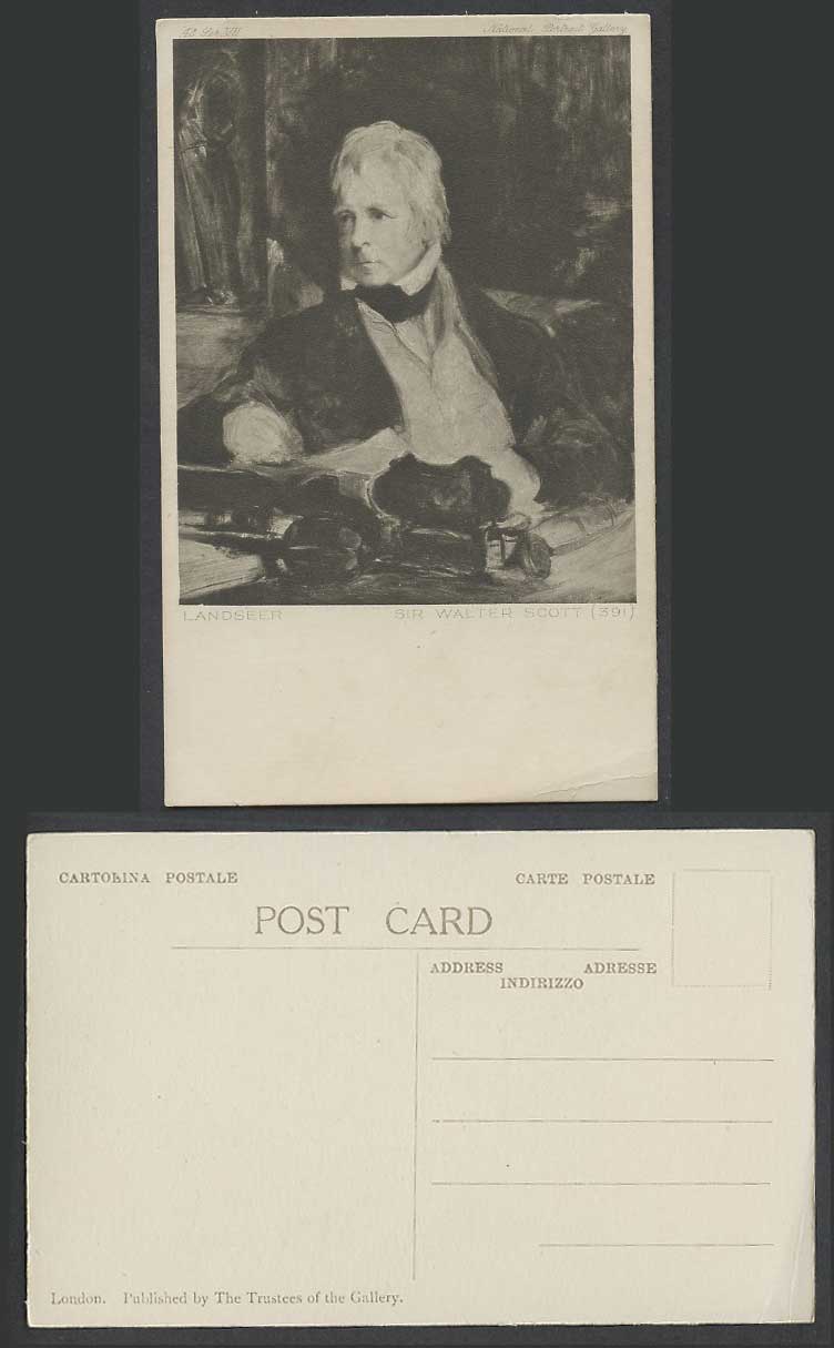 Landseer Sir Walter Scott 391, National Portrait Gallery London Old ART Postcard
