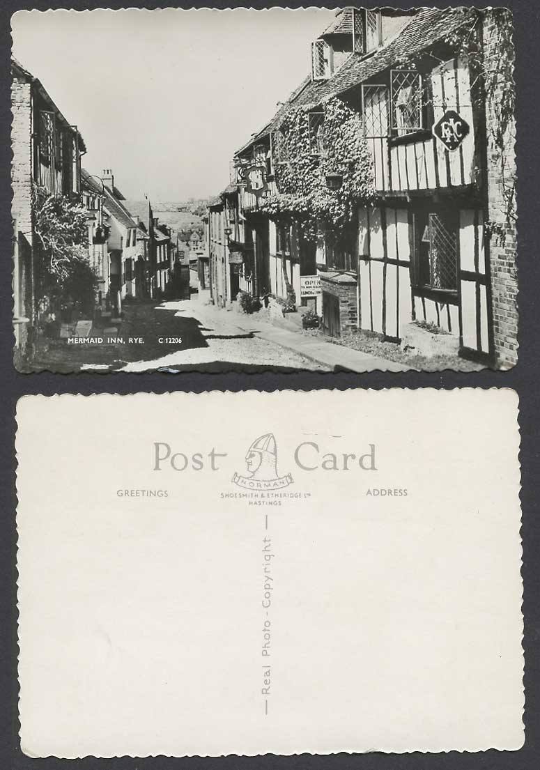 Mermaid Inn, RYE, Street Scene, RAC Tudor House, Sussex Old Real Photo Postcard