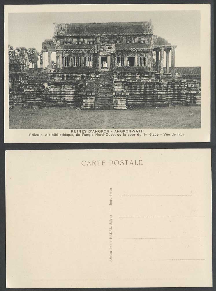 Cambodia Old Postcard ANGKOR-VATH Kiosk Library Bibliotheque 1st. Fl. Front View
