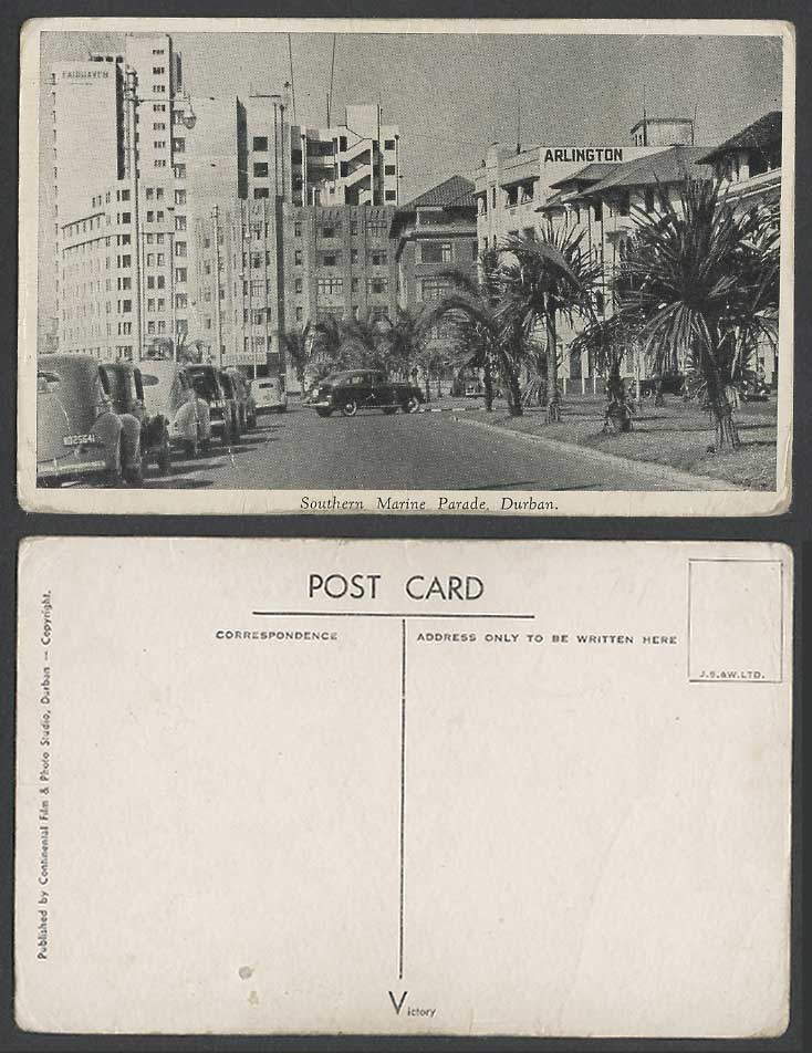South Africa Old Postcard Durban, Southern Marine Parade Street Scene, Arlington