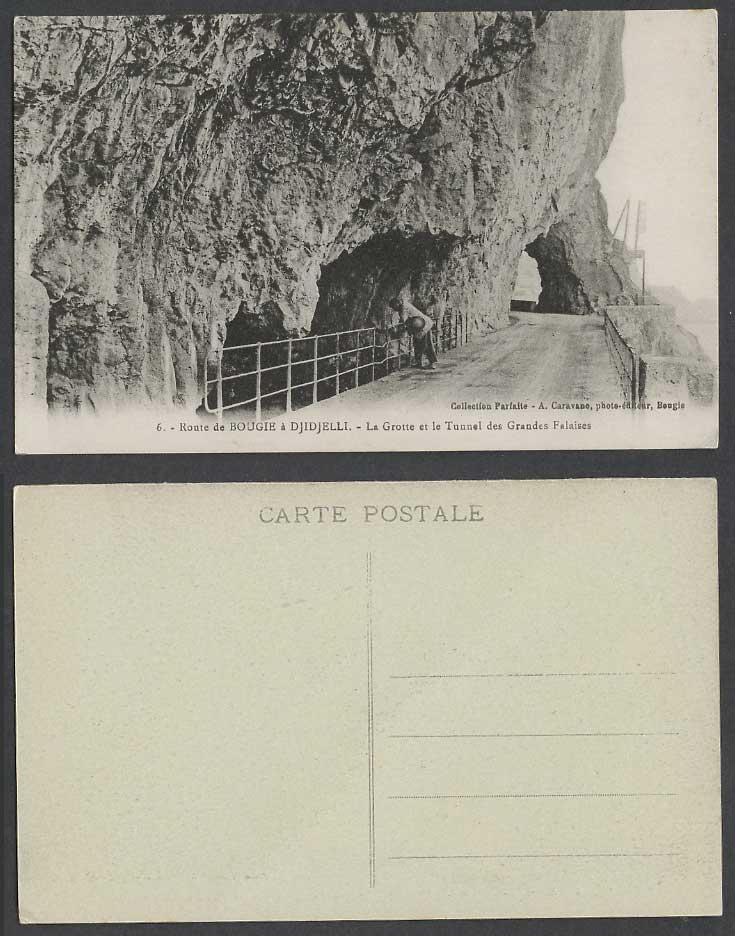 Algeria Old Postcard Route de Bougie to Djidjelli Grotto Tunnel Grandes Falaises