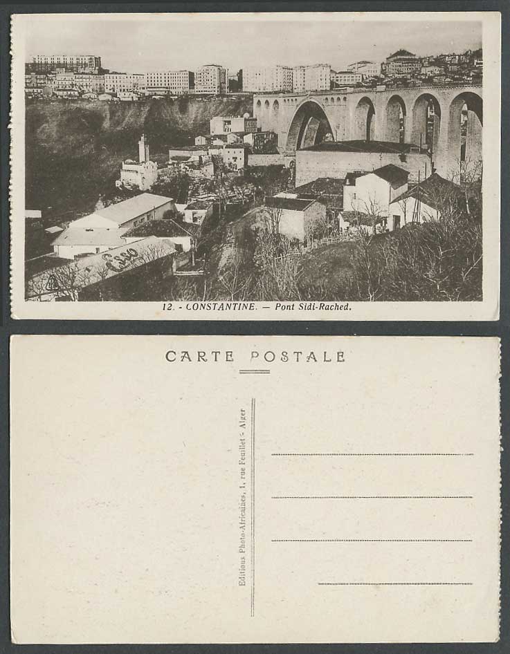 Algeria Old Postcard Constantine Pont Sidi-Rached Bridge Viaduct Bldg. with Esso