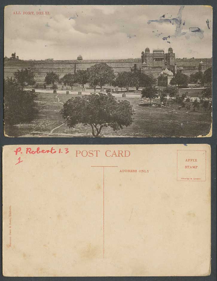 India Old Postcard ALL FORT DELHI Panorama General View Trees Herman Dass & Sons