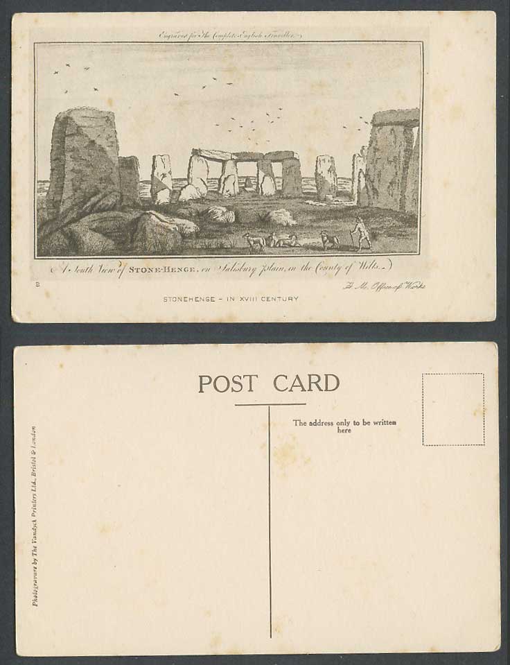 Stonehenge in XVIII Century Salisbury Plain Wilts Country Wiltshire Old Postcard