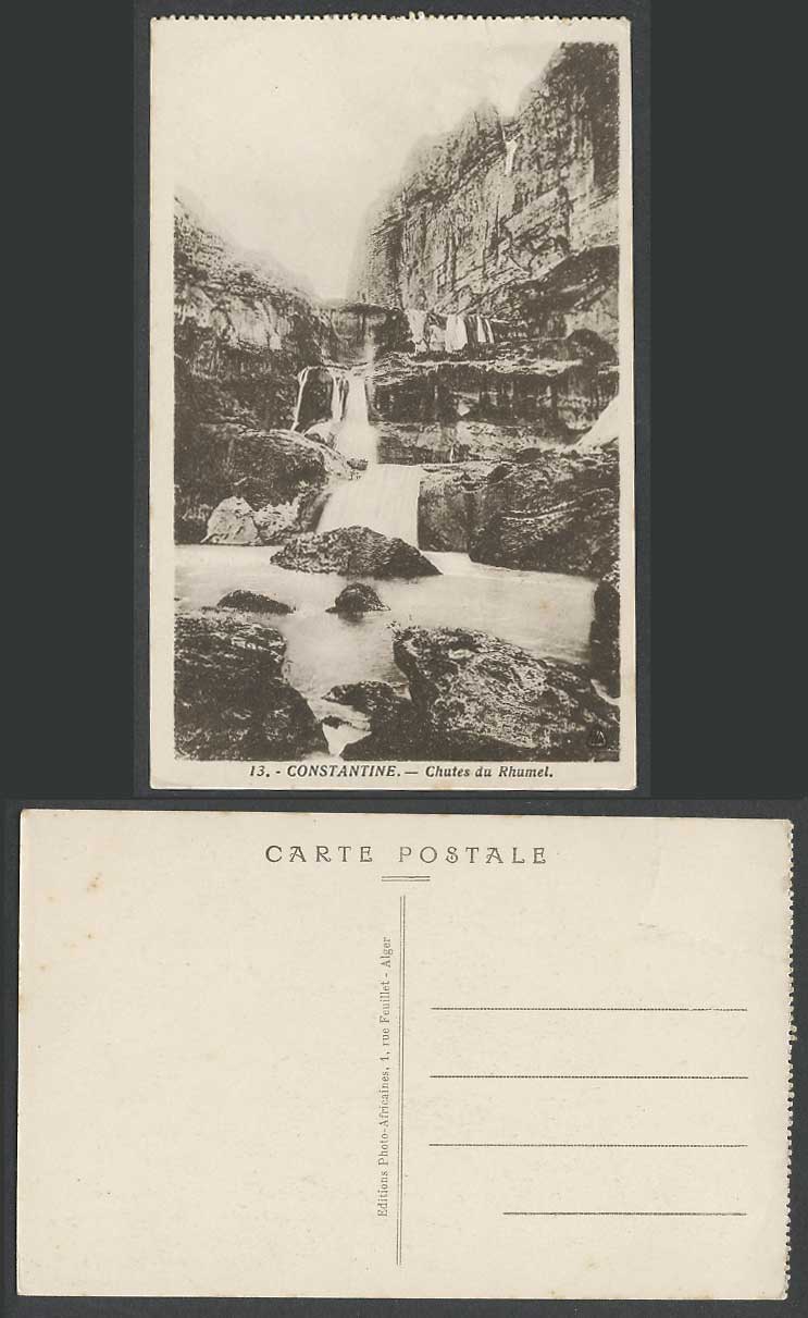 Algeria Old Postcard Constantine Chutes du Rhumel Rocks Falls Waterfalls Cascade