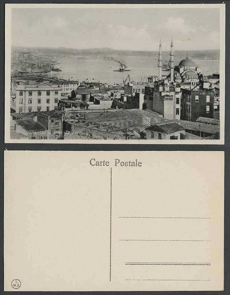 Turkey Old Postcard Istanbul Liman, Le Port, Harbour Ships Boats Panorama Mosque