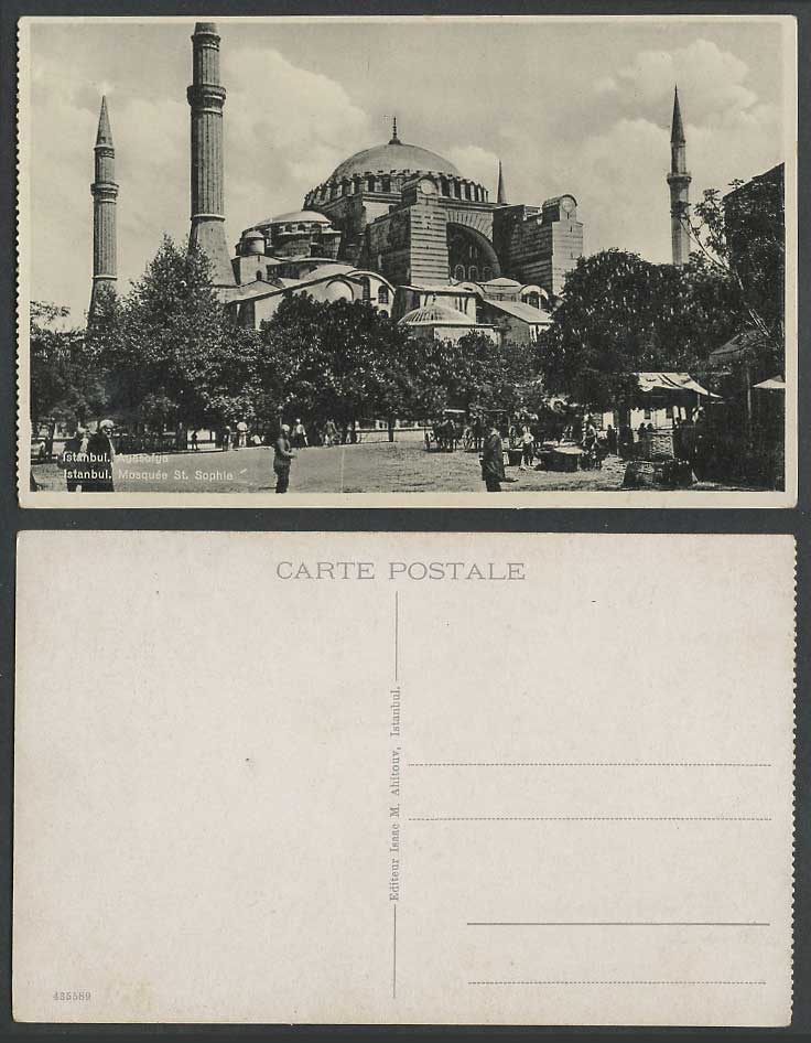 Turkey Old Postcard Istanbul Ste St. Sophie Mosque Mosquee Ayasofya Street Scene