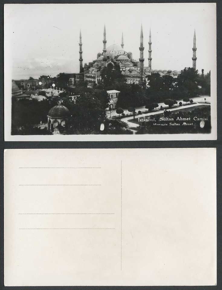 Turkey Old Real Photo Postcard Istanbul Sultan Ahmet Camisi Mosque, Street Scene