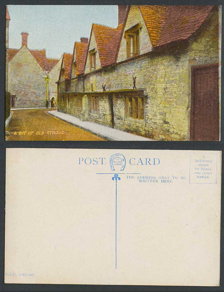 Gloucestershire A Bit of Old Stroud, Street Scene and Houses Old Colour Postcard