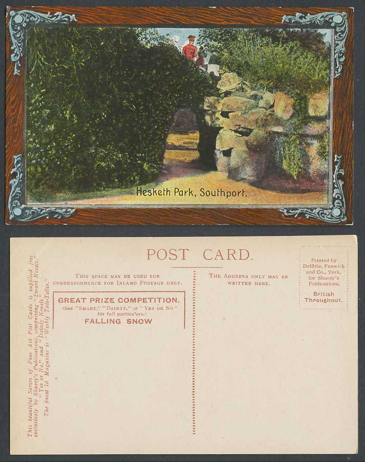 Southport Hesketh Park Lancashire Old Colour Postcard Arch Arched Gate Gt. Prize