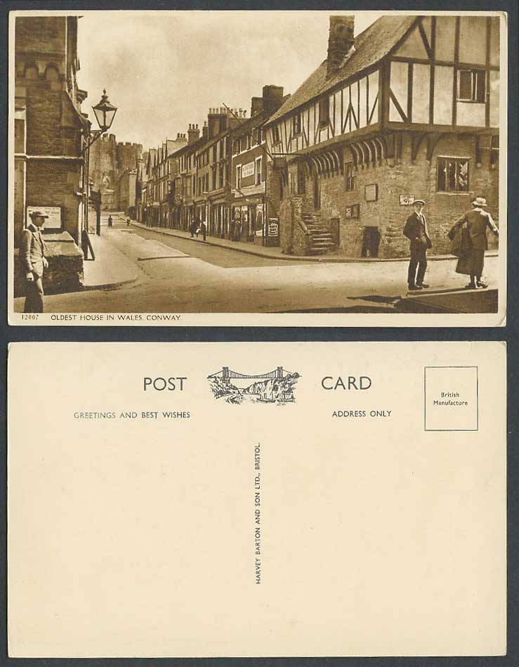Conway The Oldest House in Wales Street Scene Greetings Best Wishes Old Postcard