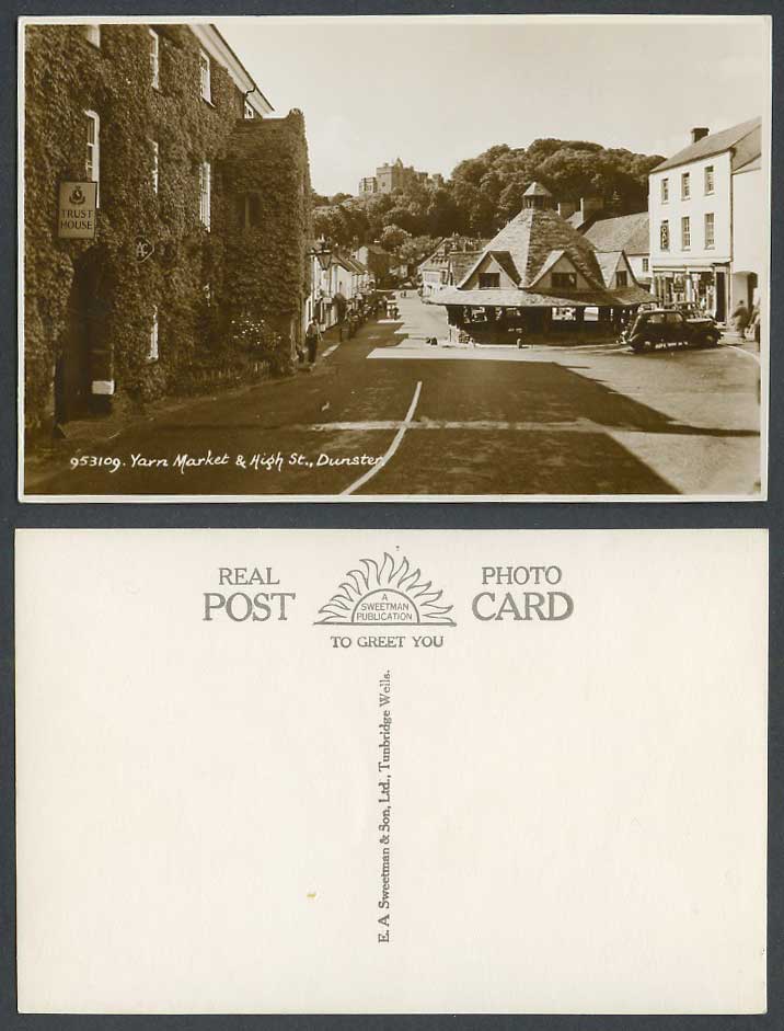 Yan Market High Street Scene Dunster RAC Trust House Cafe Castle Old RP Postcard