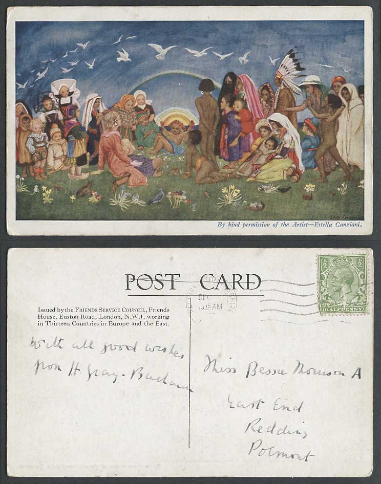 Estella Canziani Old Postcard American Red Indian, Muslim, Hindu, Black Children