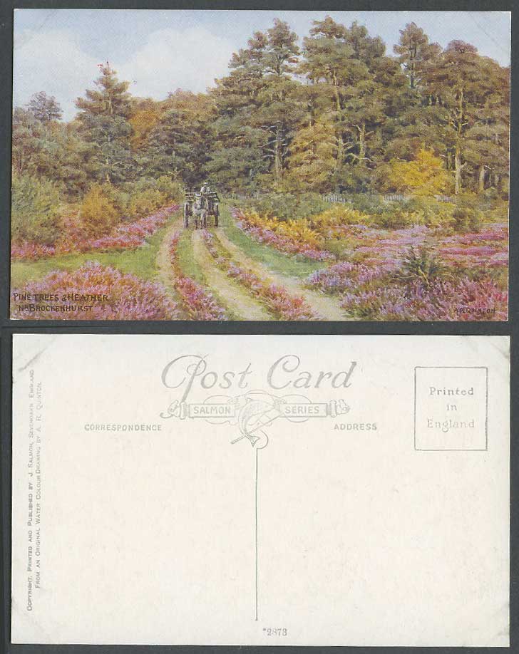 A.R. Quinton Old Postcard Pine Trees, Heather near Brockenhurst, New Forest 2873