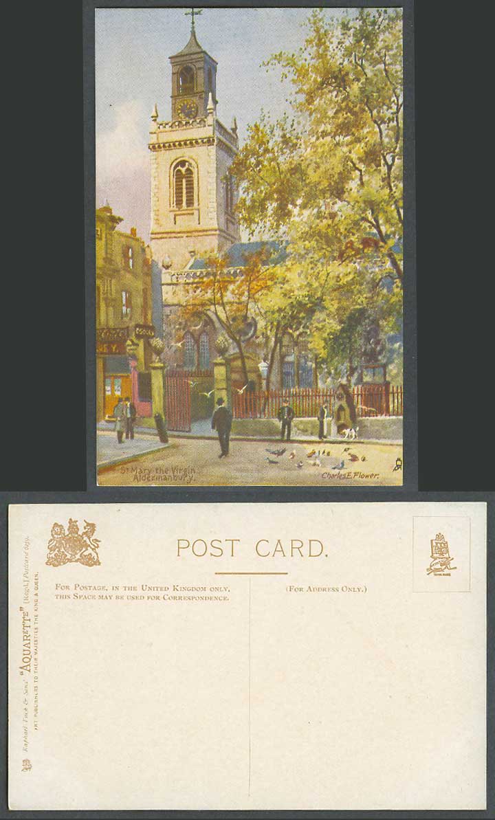 London Old Tuck's Postcard St. Mary the Virgin Aldermanbury by Charles E. Flower