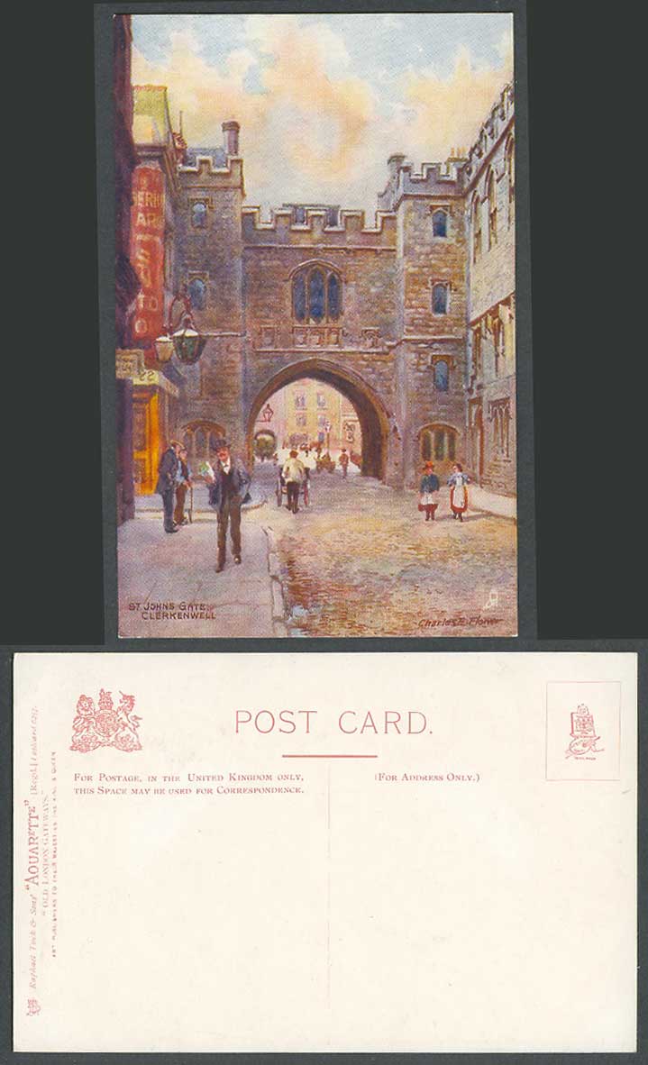 London Old Tuck's Postcard St. Johns Gate Clerkenwell Street by Charles E Flower