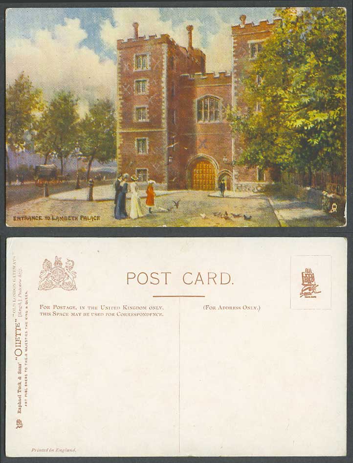 London Old Tuck's Oilette Postcard Entrance to Lambeth Palace, Charles E. Flower