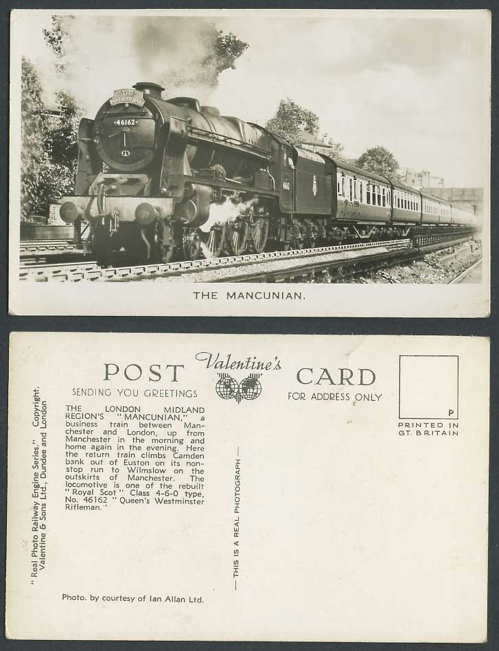 The Mancunian 46162 Camden Bank Euston Locomotive Railway Engine Old RP Postcard