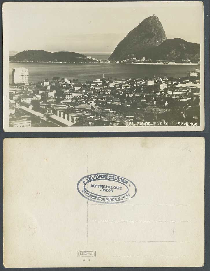 Brazil Old Real Photo Postcard Rio de Janeiro Flamengo General View Panorama Mts