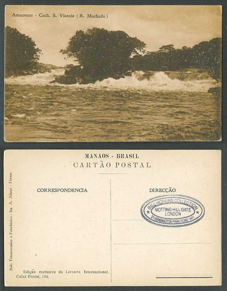 Brazil Old Postcard Amazonas Cach. S. Vicente (R. Machado) Rapids, River Scene