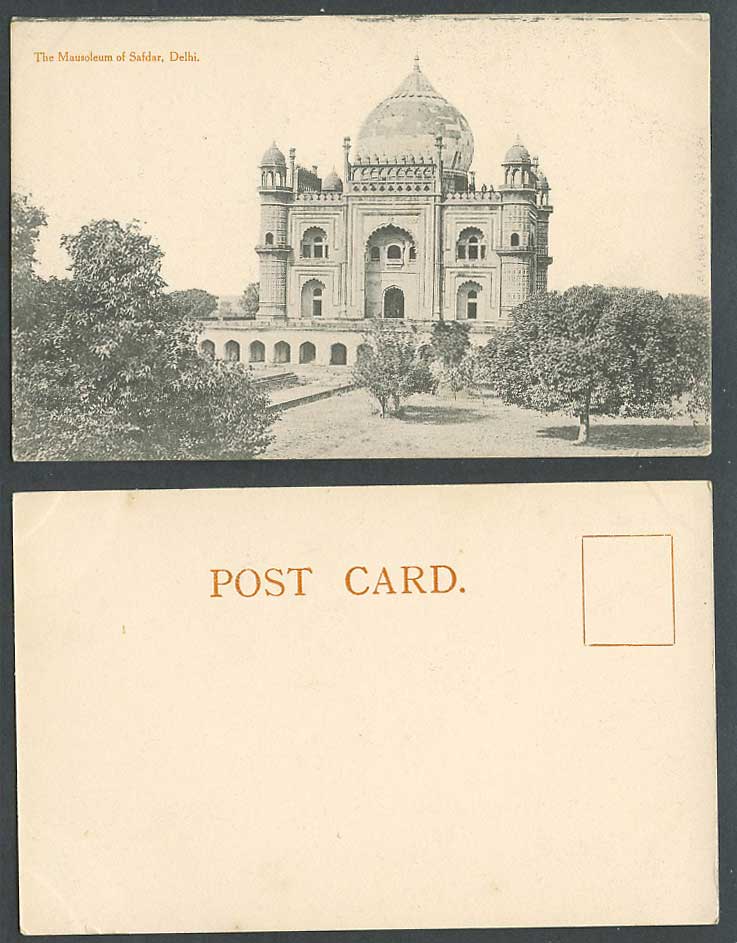 India Old U.B. Postcard The Mausoleum of Safdar Jung in Delhi Tomb Tombs Trees