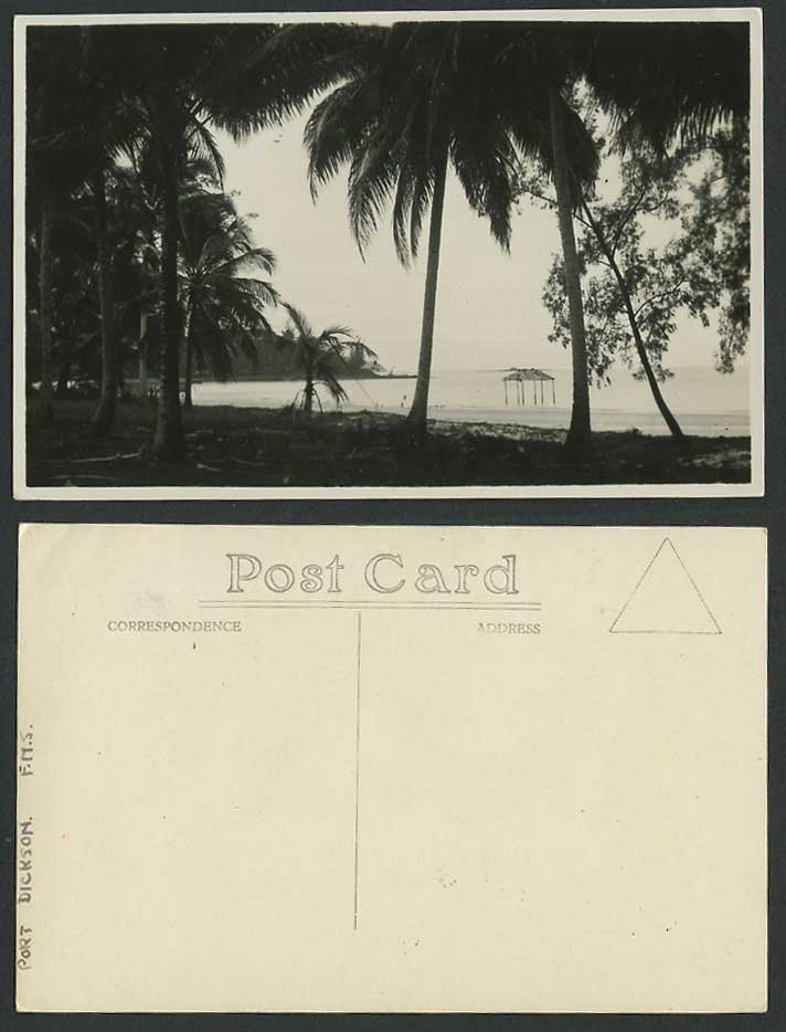 F.M.S. Port Dickson Old Real Photo Postcard Palm Trees, Federated Malay Sttates