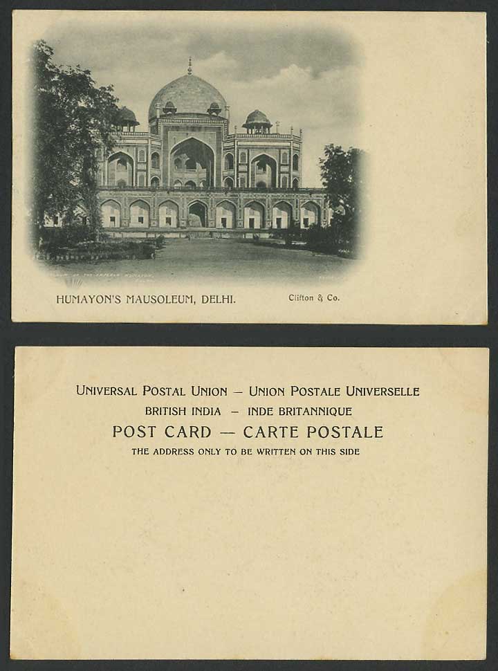 India Old U.B. Postcard Mausoleum Emperor Humayon Tomb Delhi Built by Haji-Begum