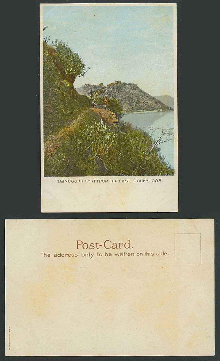 India Old UB Color Postcard Rajnuggur Fort from East Oodeypoor Fortress Panorama