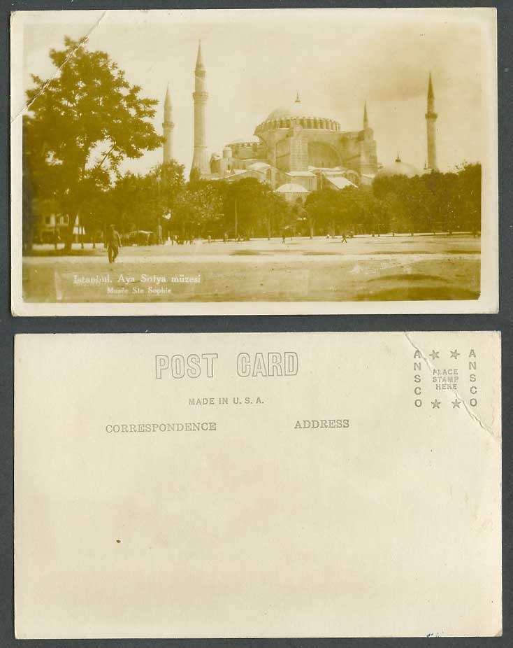 Turkey Old Postcard Istanbul Musee Ste. Sophie, Aya Sofya Muzesi Museum & Street