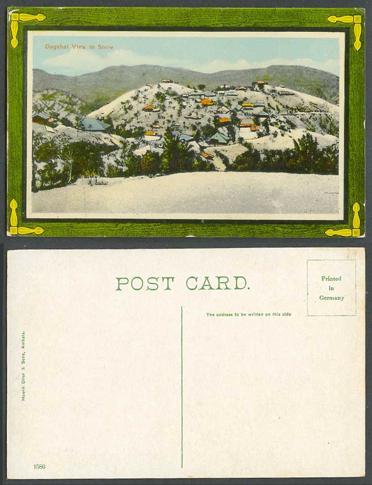 India Old Colour Postcard Dagshai View in SNOW Winter Snowy Landscape Mountains