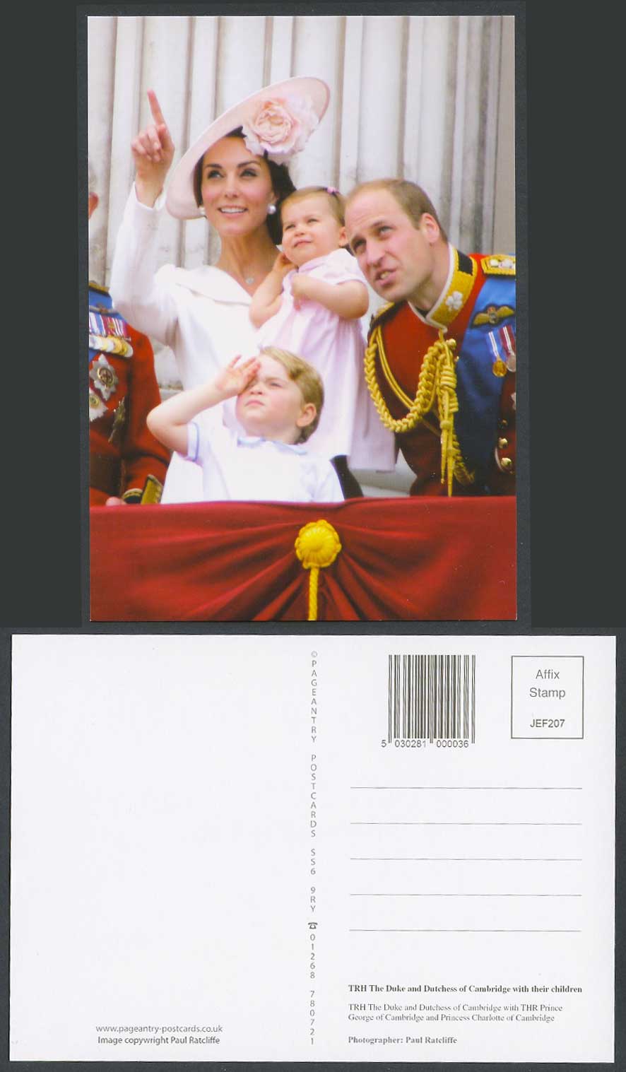 Prince William Kate Catherine Duke Duchess Cambridge, George, Charlotte Postcard