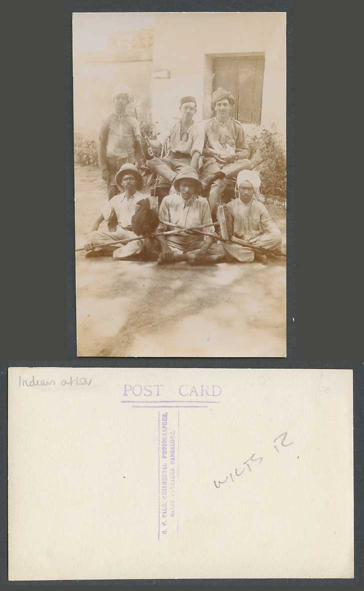 India Old Photo Postcard Soldiers, D.P. Valu Regimental Baird Barracks Bangalore