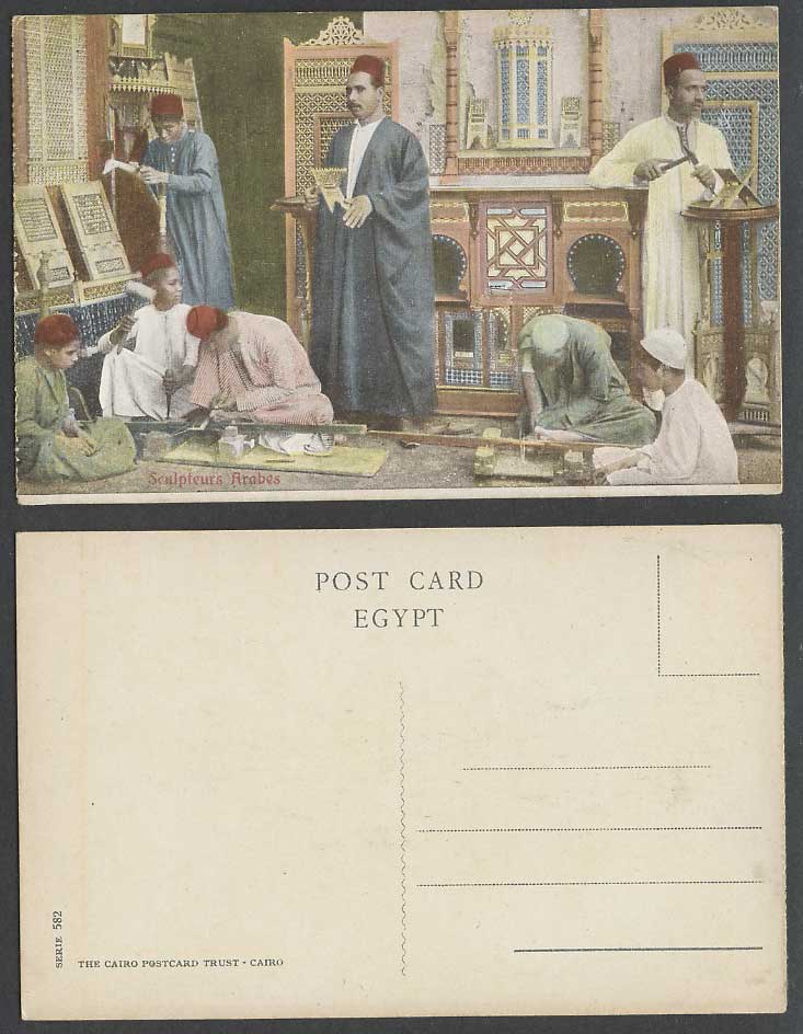 Egypt Old Colour Postcard Arab Sculptors Sculpteurs Arabes Egyptian Men Boys 582