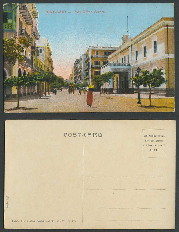 Egypt Old Colour Postcard Port Said Post Office Street Scene Egyptian, Serie 648