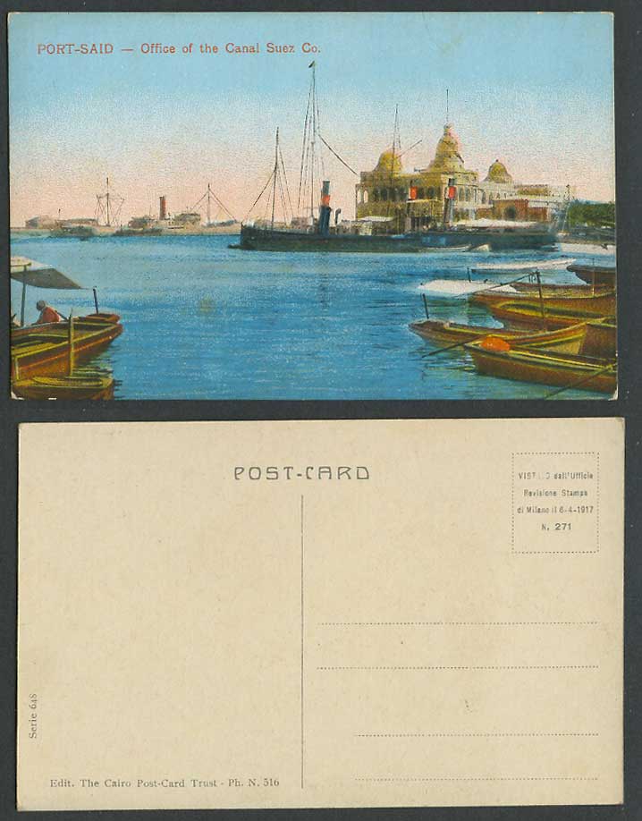 Egypt Old Colour Postcard Port Said Office of The Suez Canal Co Steam ...